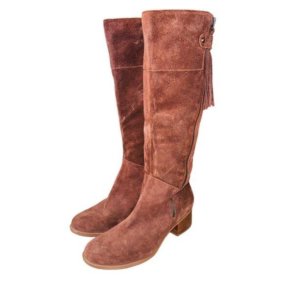 Naturalizer Demi Riding Boot Knee-High Chocolate Suede Leather Boots Wide Leg - Picture 1 of 15
